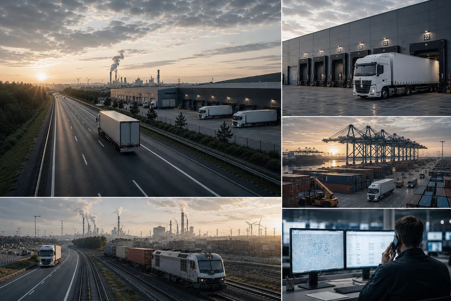 Containerterminal im Abendlicht